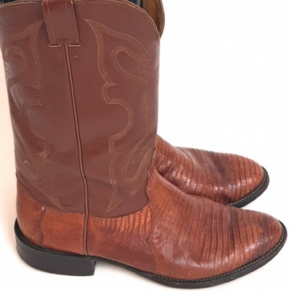 Real Brown Lizard Skin Cowboy Boots Size 11.5B - Picture 7 of 7